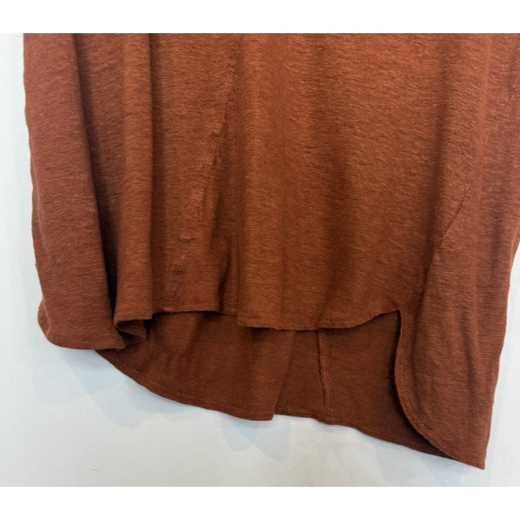 Tahari Womens 100% Linen Asymmetrical Top Size L Comfort Casual Rust Orange - Picture 5 of 11